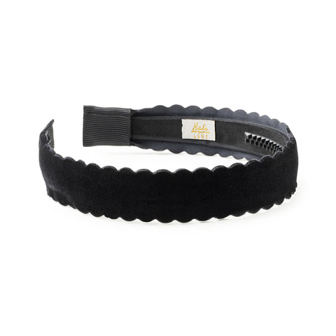 Halo Luxe Black Opaline Scalloped Velvet Headband