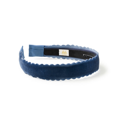 Halo Luxe Navy Opaline Scalloped Velvet Headband