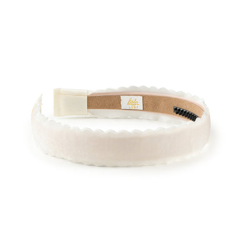 Halo Luxe Ecru Opaline Scalloped Velvet Headband