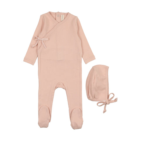 Lilette Peach Pinpoint Wrapover Footie Set