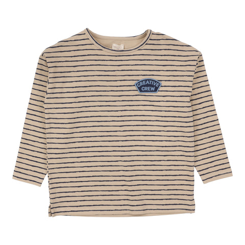 Lil Legs Oat/Navy Striped Tee