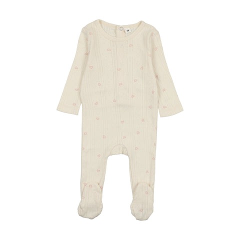 Bonjoy Heart Printed Pointelle Footie