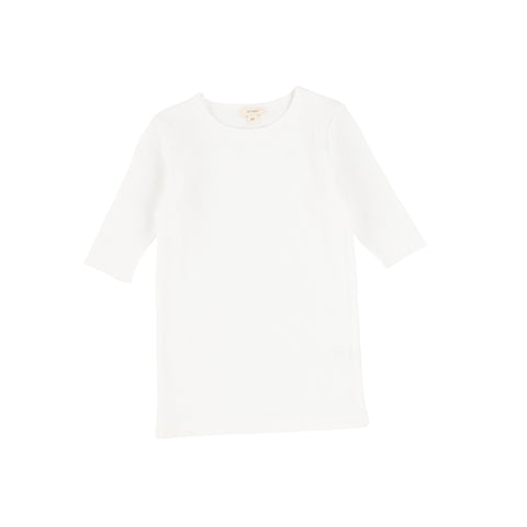 Lil Legs Winter White Ribbed Three Quarter Sleeves Tee