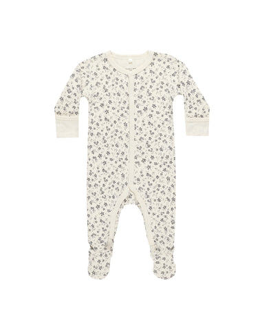 Quincy Mae Blue Floral Full Snap Footie