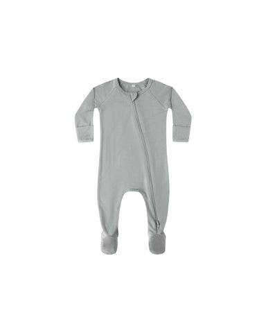 Quincy Mae Steel Blue Bamboo Zip Footie