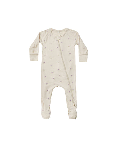 Quincy Mae Natural Sweet Pea Bamboo Zip Footie