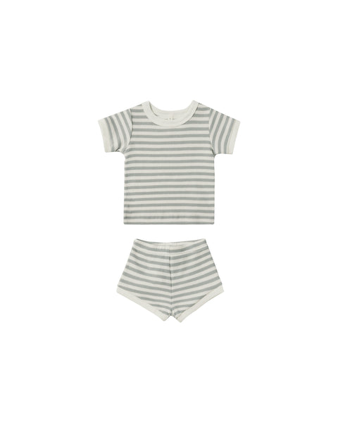 Quincy Mae Sky Stripe Waffle Shortie Set