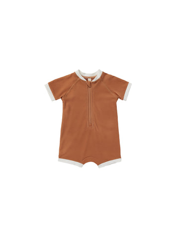 Quincy Mae Clay Zip Rashguard One-Piece
