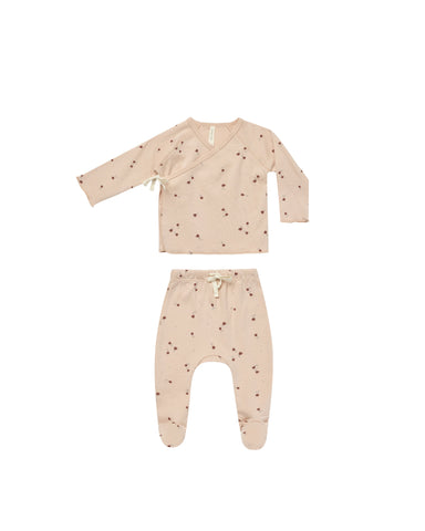 Quincy Mae Shell Tulips Wrap Top + Footed Pant Set
