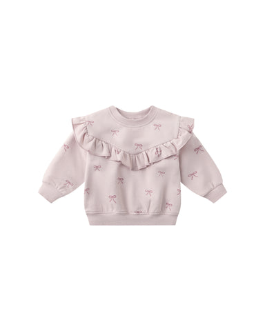 Quincy Mae Lilac Bows Ruffle Fleece Sweat Set