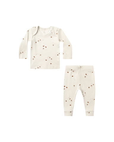 Quincy Mae Natural Acorns Ribbed Tee + Legging Set