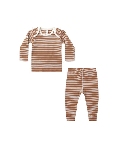 Quincy Mae Cedar Micro Stripe Ribbed Tee + Legging Set