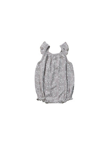 Quincy Mae Periwinkle Fleur Ribbed Ruffle Romper