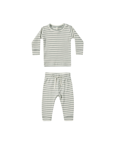 Quincy Mae Sky Stripe Waffle Top + Pant Set