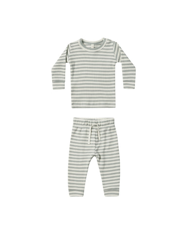 Quincy Mae Sky Stripe Waffle Top + Pant Set