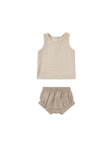 Quincy Mae Oat Gingham Woven Tank + Short Set