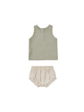 Quincy Mae Sage Stripe Woven Tank + Short Set