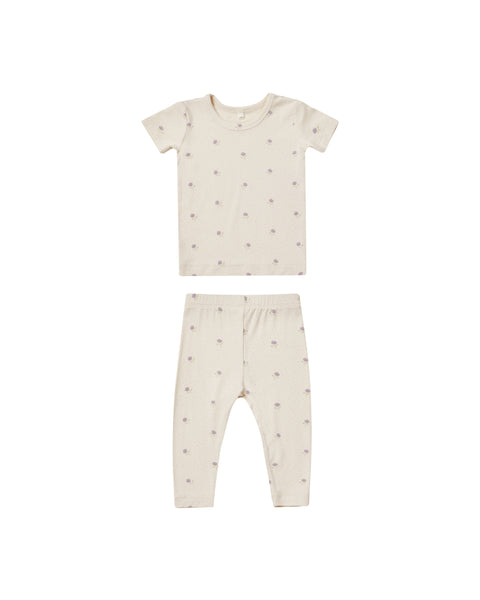 Quincy Mae Natural Sweet Pea Short Sleeve Bamboo Pajama Set