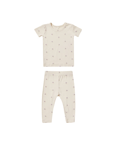 Quincy Mae Natural Sweet Pea Short Sleeve Bamboo Pajama Set