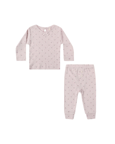 Quincy Mae Lilac Ditsy Pointelle Tee + Legging Set