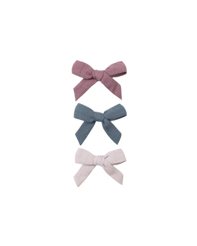 Quincy Mae Mulberry/Ocean/Lilac Bow Clip Set