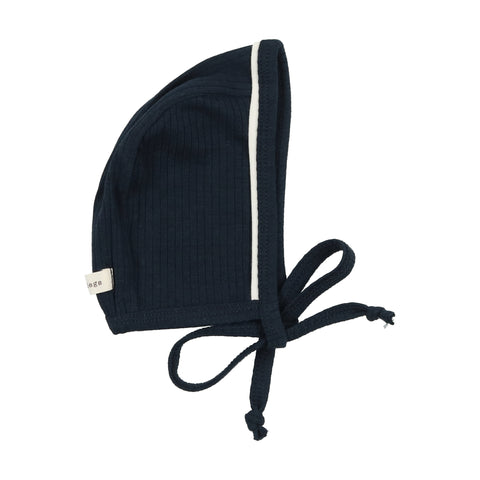 Lil Legs Navy Ribbed Bonnet