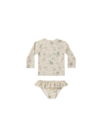 Rylee & Cru Blue Floral Rash Guard Girls Set