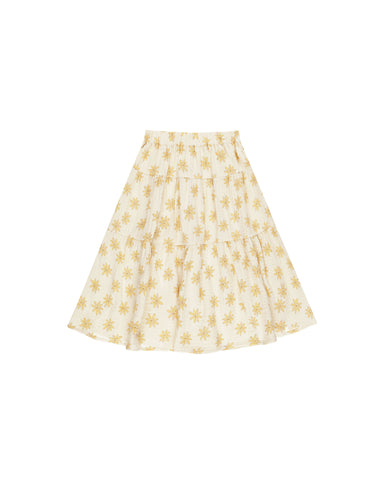 Rylee & Cru Natural Daisies Tiered Midi Skirt