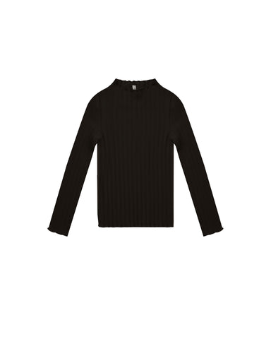 Rylee & Cru Black Ribbed Long Sleeve Tee