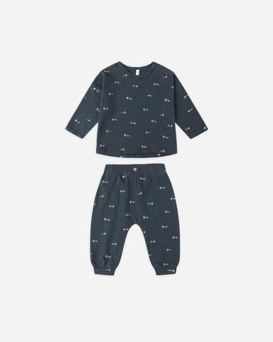 Rylee & Cru Navy Star Tee + Pant Set