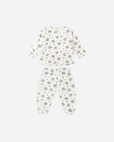 Rylee & Cru Natural Blue Floral Tee + Pant Set