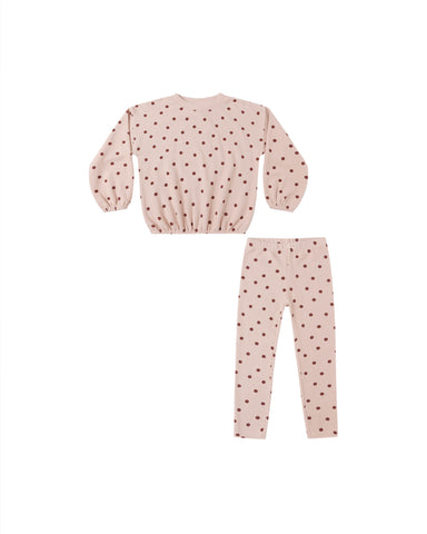 Rylee & Cru Blush Polka Dot Spongey Knit Set