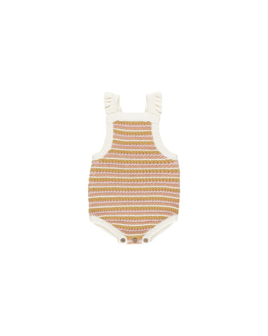 Rylee & Cru Pink Stripe Crochet Romper