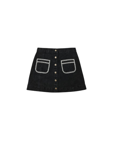 Rylee & Cru Washed Black Denver Mini Skirt