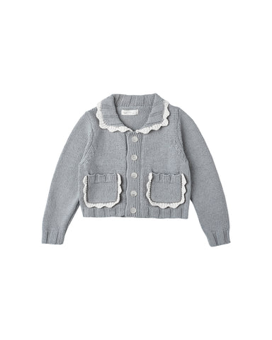 Rylee & Cru Dusty Blue Collared Cardigan