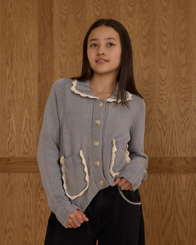 Rylee & Cru Teens Dusty Blue Collared Cardigan