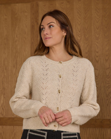 Rylee & Cru Womens Heathered Oatmeal Cheyenne Cardigan