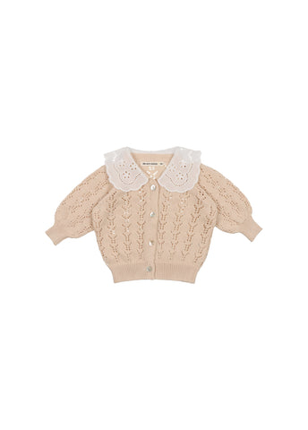 The New Society Baby Natural Rodney Cardigan + Bloomer Set