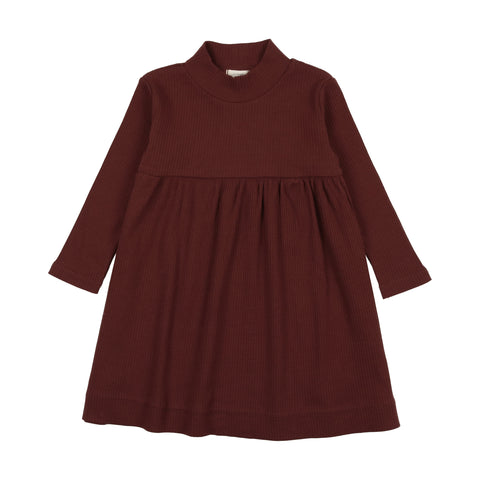 Lil Legs Burgundy Rib Mockneck Dress