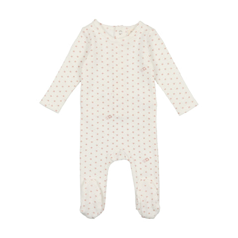 Lilette Ribbed Star Footie White / Pink