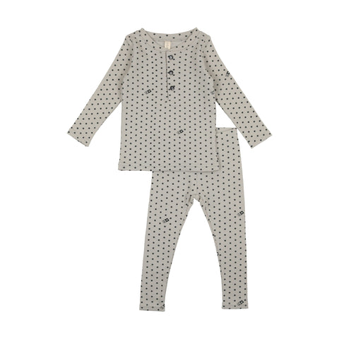 Lilette Ribbed Star Lounge Set Cloud / Navy