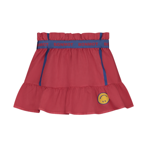 Bonmot Red Smiley Side Stripes Mini Skirt