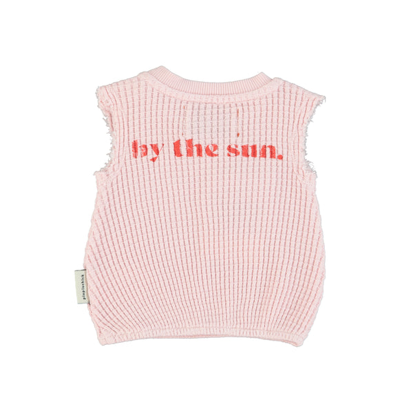 Piupiuchick Pink with Lips Waffle Sleeveless Top