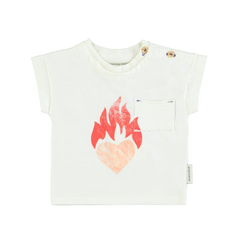 Piupiuchick Ecru Heart Flame T-Shirt