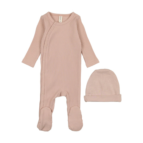 Lilette Blush Side Snap Footie & Hat Set