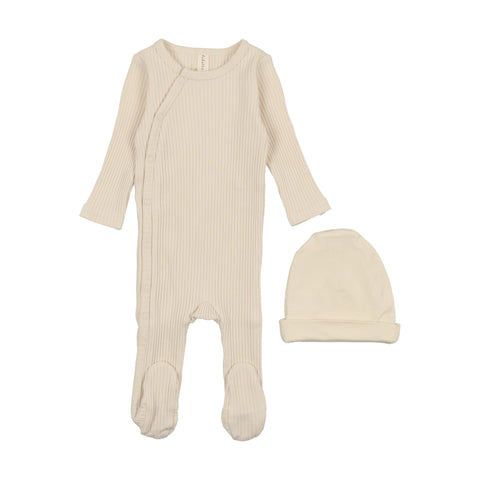 Lilette Stone Side Snap Footie & Hat Set
