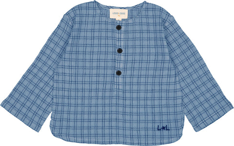 Louis Louise Baby Blue Check Shirt + Bloomer Set