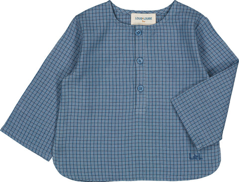 Louis Louise Blue Check Twill Shirt Baby Oncle