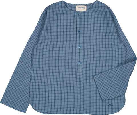 Louis Louise Blue Check Twill Shirt Oncle