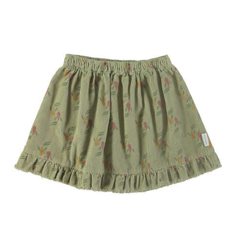 Piupiuchick Sage Green Multicolor Fishes Ruffle Short Skirt